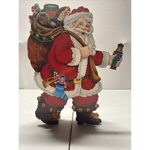 VTG Animated Wooden Music Box Santa by San Francisco Music Box Co. 9"X 12"